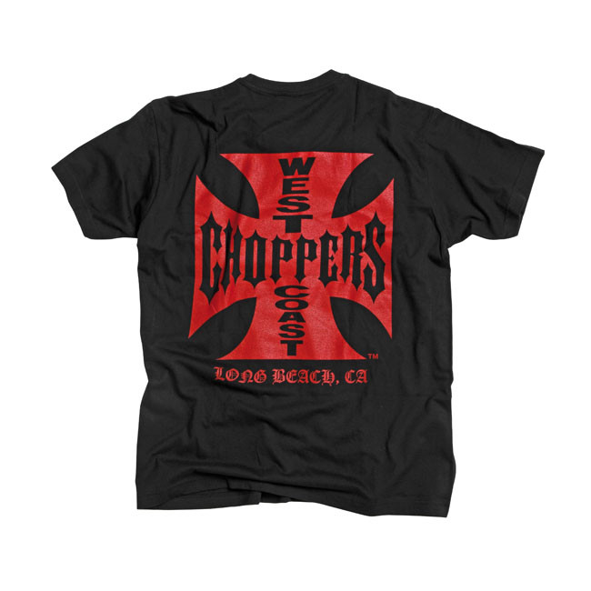 WEST COAST CHOPPERS ORIGINAL IRON CROSS T-SHIRT BLACK/RED WEST COAST CHOPPERS ORIGINAL IRON CROSS T-SHIRT BLACK/RED