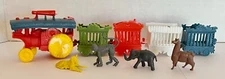 Vintage Retro Circus Train w/ Animals Cake Toppers 9 Piece Llama Tiger
