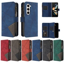 For Samsung Z Fold 6/5/4 PU Leather Magnetic Zipper Wallet Flip Protective Case