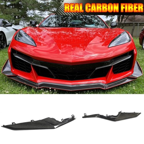 For Chevrolet Corvette C8 Z06 REAL CARBON Front Bumper Splitter Vent Fins 2PCS - Picture 15 of 15