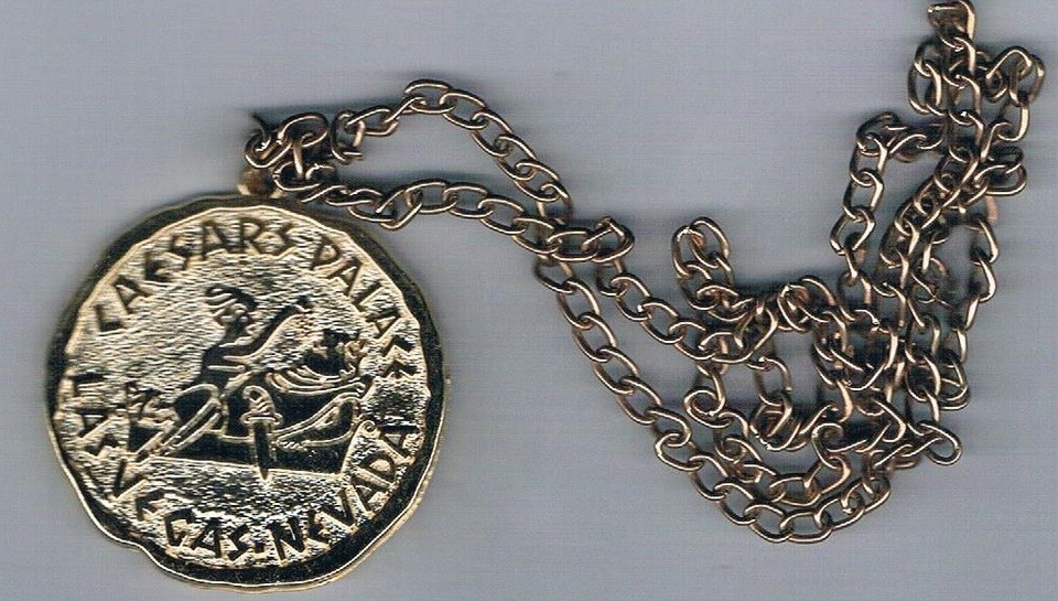 Caesars Palace Casino Necklace Caesar Being Fed Grapes Gold Color Las ...