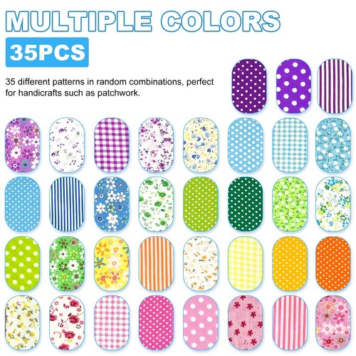 Colorful Cotton Fabric Bundle (35pc) for DIY, Quilting, & Sewing Projects - Picture 3 of 10