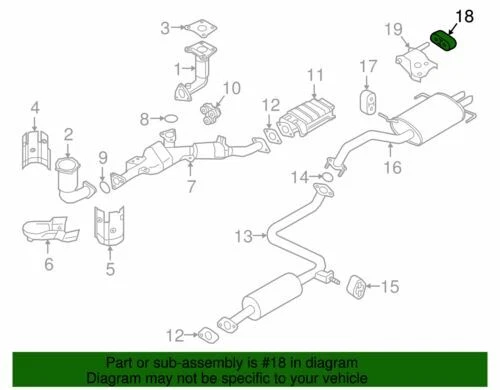 Suspensión de sistema de escape base original Nissan 1995-2009 Quest Máxima GLL 20650-9B005 Foto 2 de 2