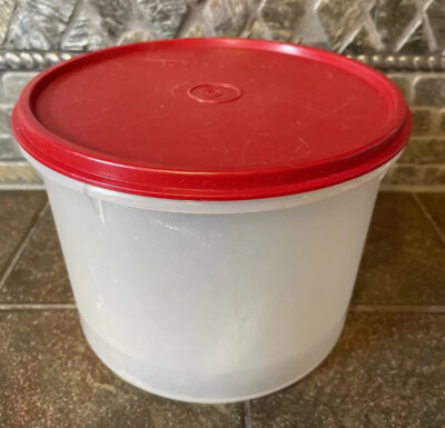Vintage Round Tupperware Keeper Red Lid 2+ Quarts