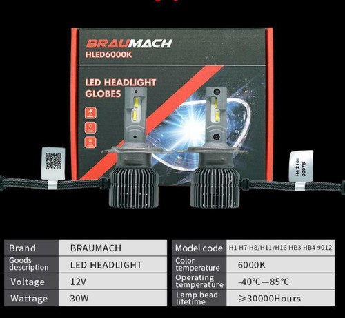 BRAUMACH 6000K LED Headlight Bulbs Globes H7 For Hyundai ix35 2.4 4WD SUV 2010-2 - Picture 4 of 6