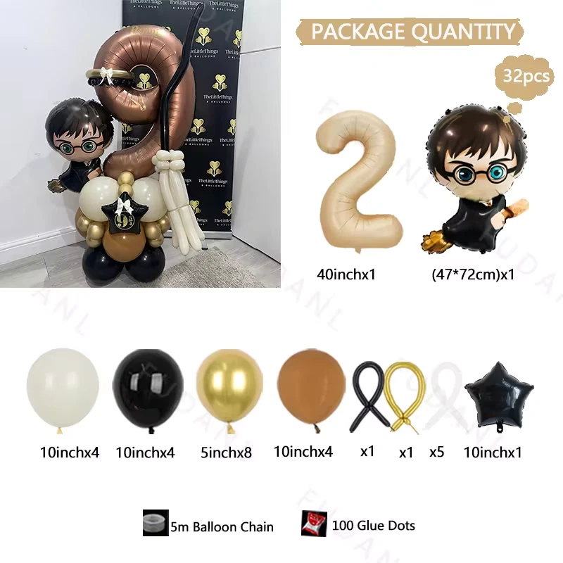 Juego de globos Harry Potter 32 piezas 40" tema mágico universidad para decoraciones de cumpleaños Foto 3 de 4