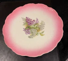 Antique K.T. & K. Co. Semi-Vitreous Porcelain  Pink Plate 7.5 Inches Round Lilac