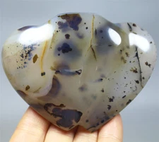 Natural Moss Agate Quartz Crystal with aquatic plant Gemstone Double Heart 221g