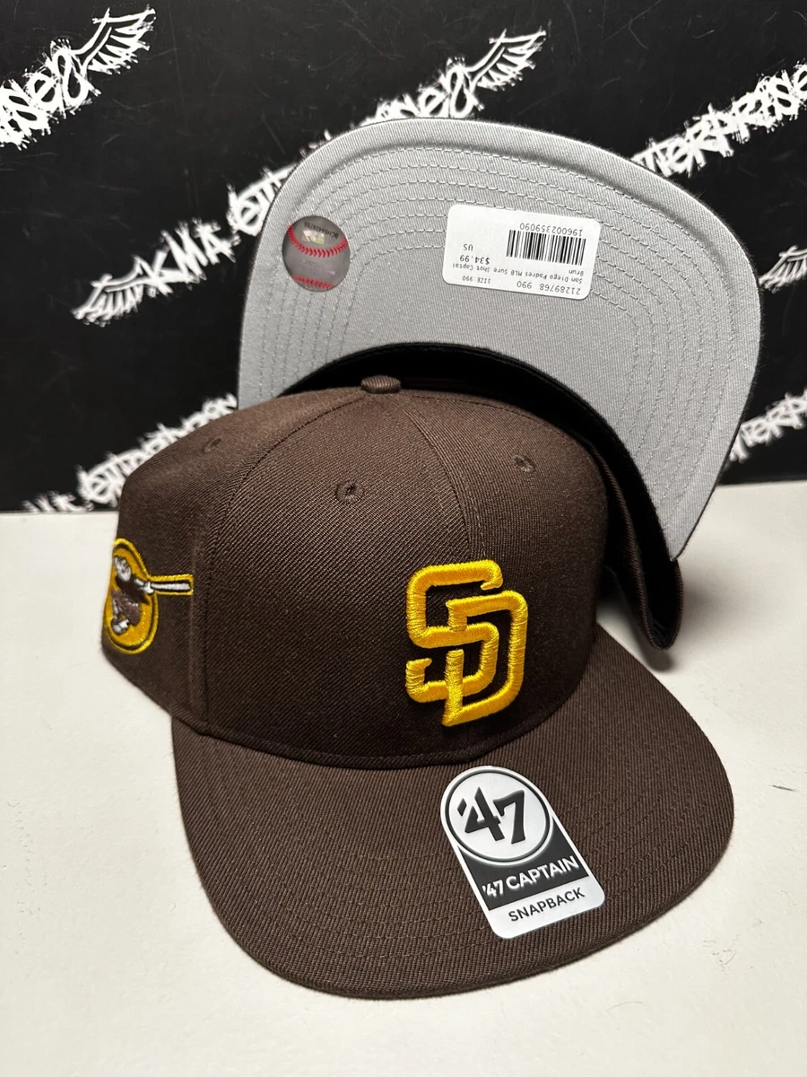 NWT '47 Brand San Diego Padres Brown Retro Friar Logo PATCH Snapback Hat NEW