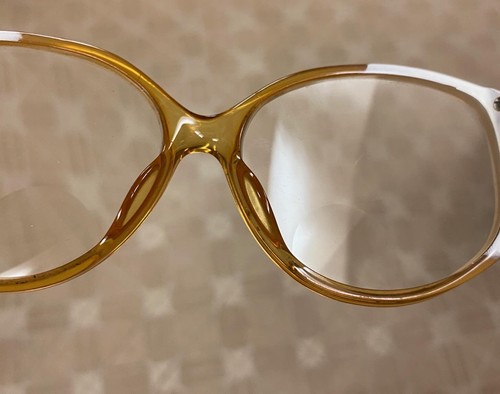 Vintage Christian Dior Austria Amber White Large Eye Sun Glass Frame RARE! - Picture 4 of 14