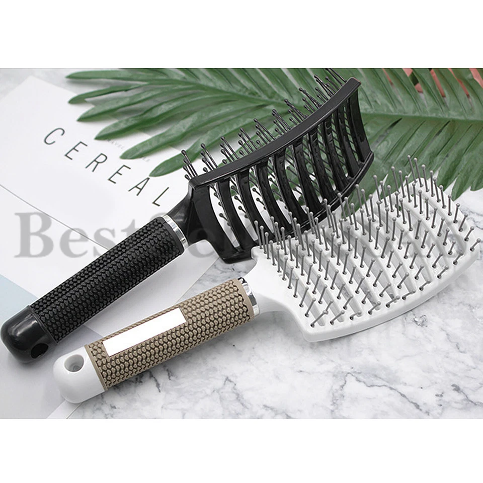 Cepillo de pelo curvo ventilado para peinar masaje de cabello cepillo de secado rápido 2 piezas Foto 4 de 4