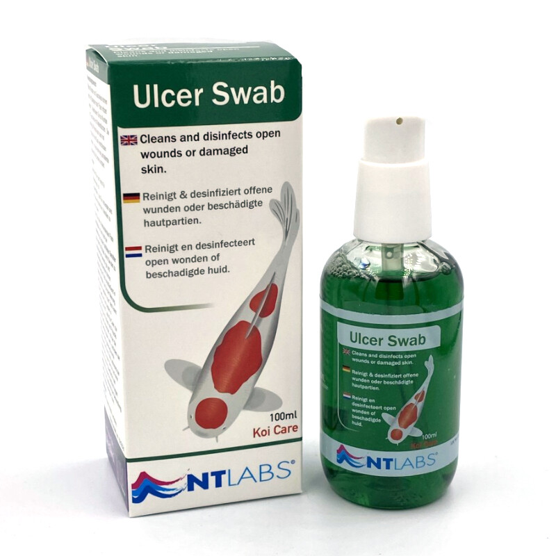 NT Labs Koi Care Ulcer Swab Pond Fish Open Wound Seal Damaged Skin Scales 100ml