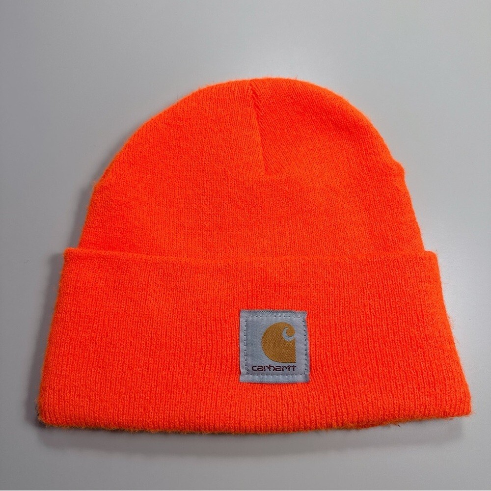 Carhartt Mens One Size Knit Cuffed Beanie in Orange