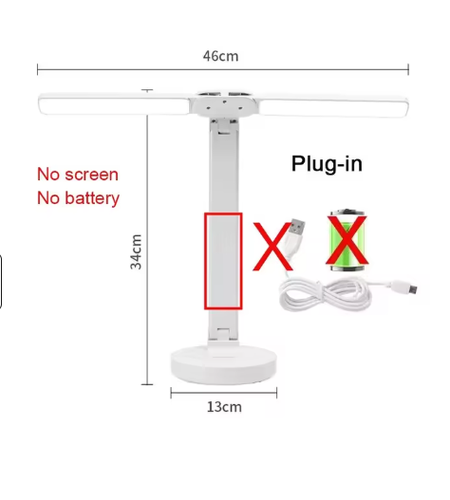 Lámpara de Mesa Reloj LED Cargador USB Regulable Lámparas de Escritorio 2 Cabezales 180 Giratorio Plegable - Imagen 3 de 5