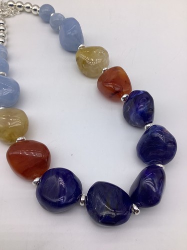 Collar con cuentas Chico’s azul, azul bebé, marrón plata nuevo con etiquetas - Imagen 3 de 4