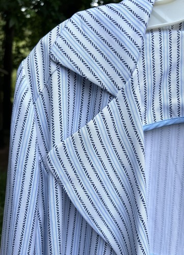 NWT Chico's Sz 2 12 14 Large White Blue Soft Twill Drape Jacket Women’s Blazer - Picture 2 of 9