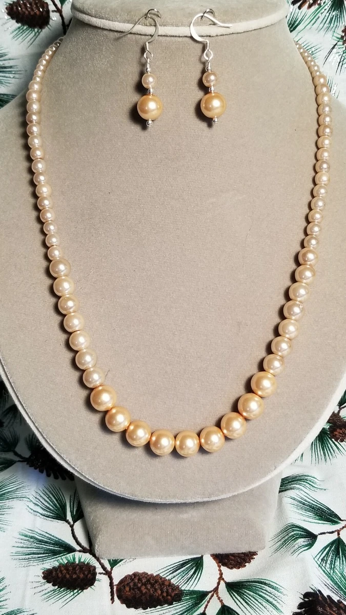 Champagne pearl shop jewelry set