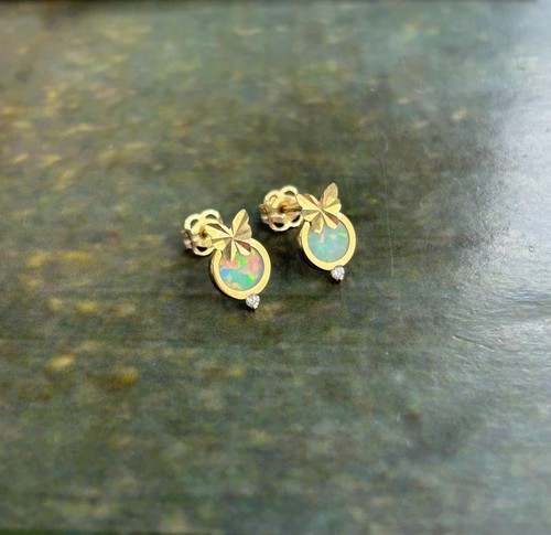 Ohrstecker 9 kt 375 9 kt Gelbgold Opal Schmetterling zart zierlich 9 mm gestempelt - Bild 11 von 13