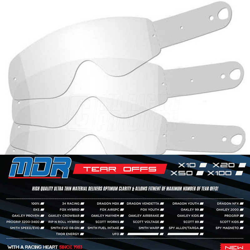 100 gafas de motocross todoterreno MDR Scott Prospect Tear OffS para Scott Prospect