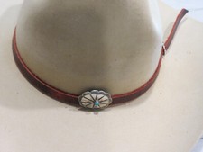Sterling Silver  Turquoise Concho Hat Band  Sterling Silver Buckle