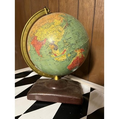 Vintage 1950's Replogle Desk Globe World Map Earth Stand Educational Decor 12''