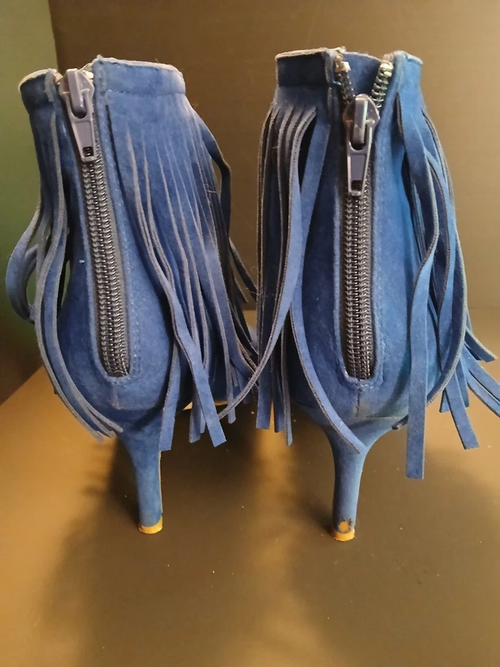 Botas Ashro Tacón Alto Gamuza Azul Cobalto Talla 10 INL#459 Foto 4 de 4