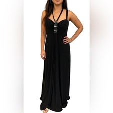 R&M‎ Richards Women’s Black Halter Dress Beaded Neckline Formal Evening Gown 20
