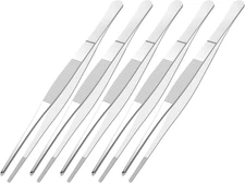 5 PCS 5.5 Inch Stainless Steel Tweezers, with Straight round Blunt Serrated Tip,