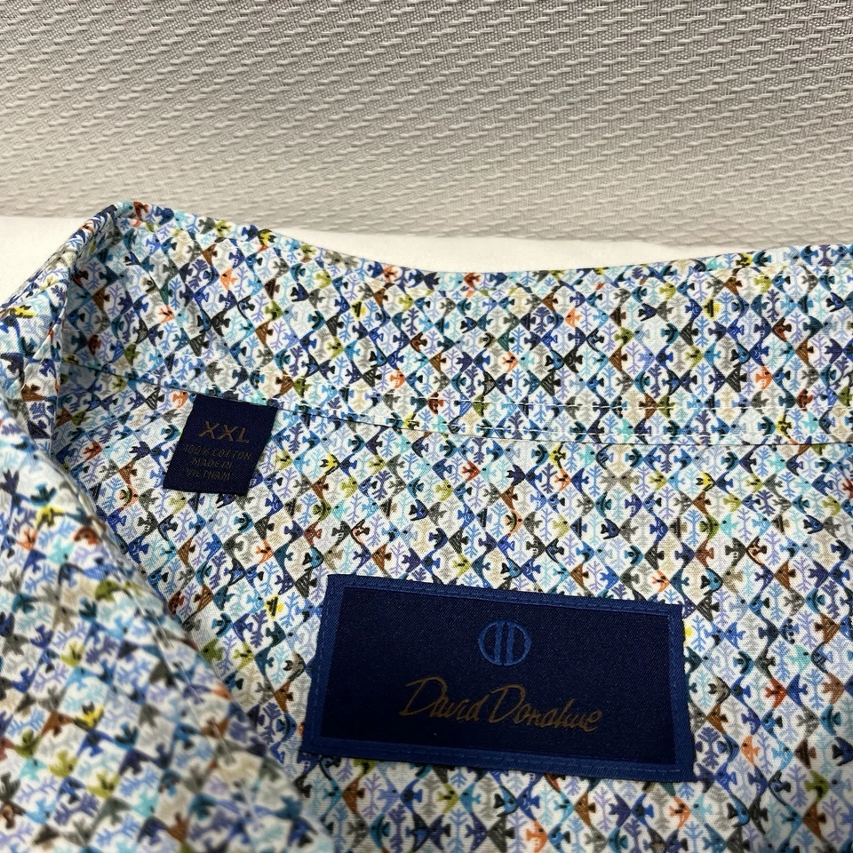 David Donahue XXL 100% Cotton Short Sleeve Kissing Fish Shirt XXL S/S Button - Image 3 of 4