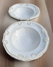 Set of 5 San Marco Italy 8” Rim Soup Bowl White Shell Rope Ceramic Dinnerware