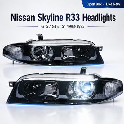 Used Pair LED Headlight Assembly For Nissan Skyline R33 GTS GTST S1 1993-1995