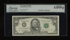 DBR 1990 $50 FRN Cleveland Fr. 2124-D Legacy 53 PPQ Serial D47410108A