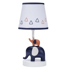 Lambs  Ivy Playful Elephant Blue/White Nursery Lamp with Shade and Light Bulb