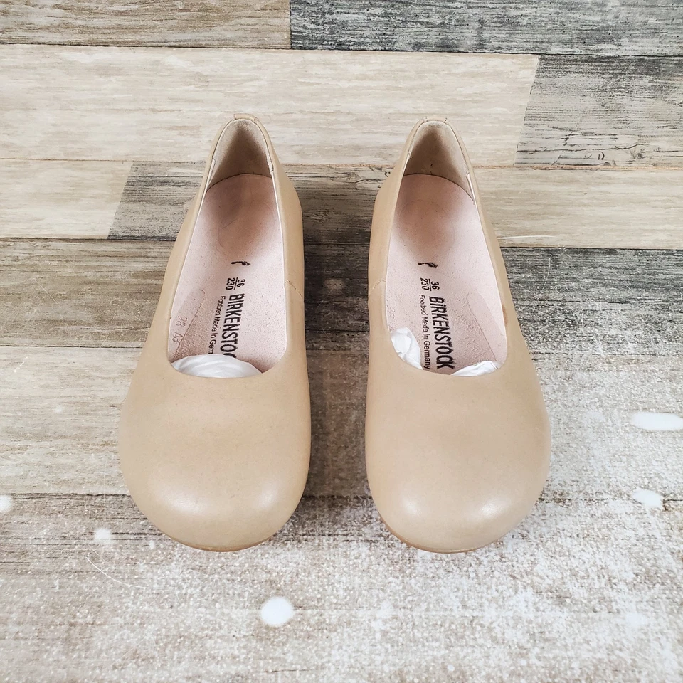 Zapatos planos de ballet Birkenstock Keppel para mujer talla 5 cuero desnudo sin cordones punta redonda Foto 2 de 4