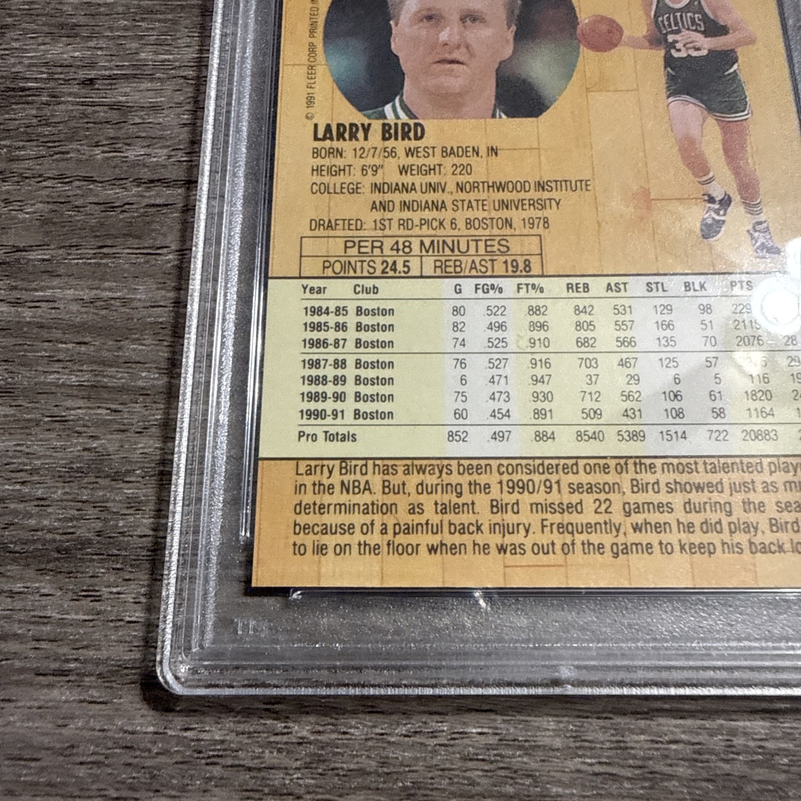 1991 Fleer Larry Bird #8 PSA 8 NM-MT Boston Celtics Hall of Fame Vintage Card view 11