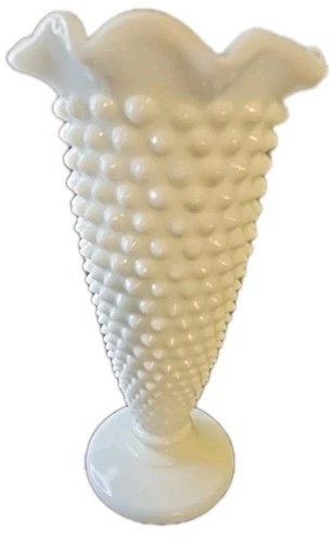 50-60s Vintage 6.5" Tall Fenton Hobnail White Milk Glass Vase