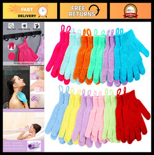 24 Pcs Exfoliating Shower Gloves Set with Hanging Loop - 12 Vibrant Colors
