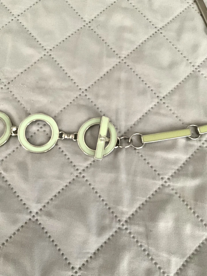 Винтажный Calvin Klein ремень бирюза серебристого тона геометрические кольца цепочка один размер - Изображение 2 из 4