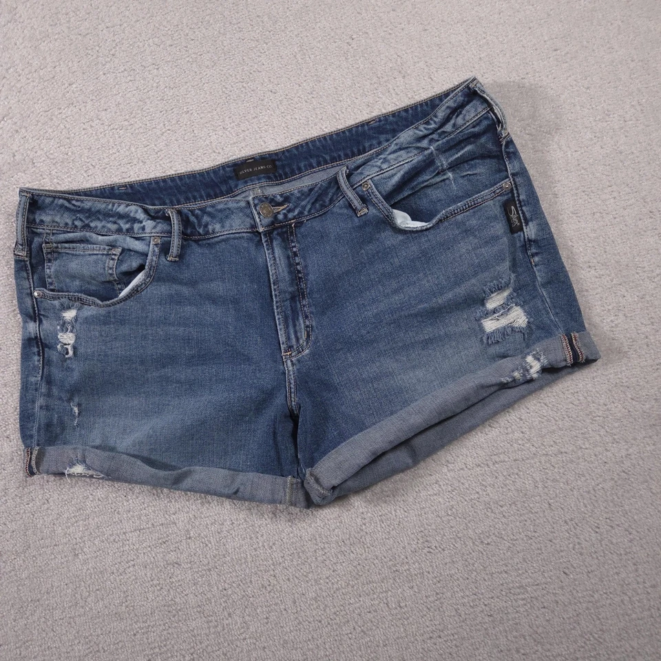 Silver Jeans Co. Boyfriend Denim Shorts Womens 22 Distressed Rolled Hem - Image 2 of 4