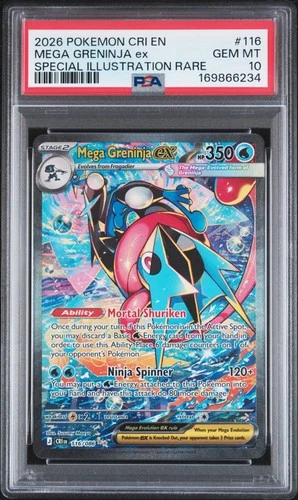 2026 POKEMON CHAOS RISING SPECIAL ILLUSTRATION RARE #116 MEGA GRENINJA EX PSA 10
