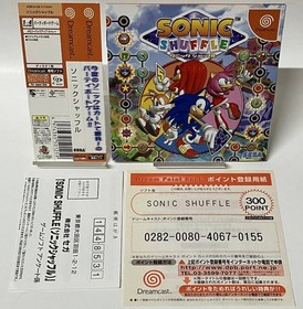 DC Sonic Shuffle Dreamcast with Obi, Postcard, Works Tested, Used