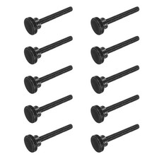 M8x60mm Black Steel Flat Head Shoulder Knurled Thumb Screws 10Pcs