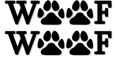 Woof Dog Paws - 2 Pack - 5" BLACK Vinyl Decal - Car Truck Windows Decal laptop