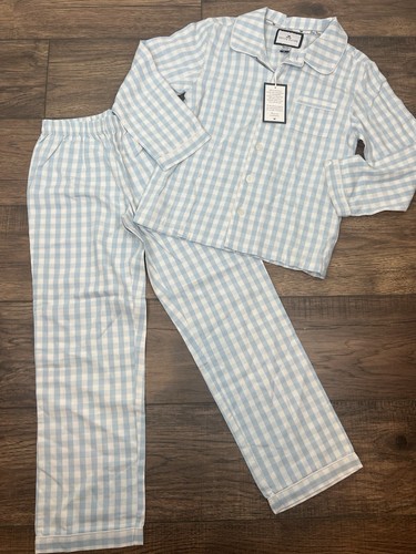Petite Plume Kids 2 Piece Pajama Set Long Sleeve Pants French Ticking Sz 10 NWT