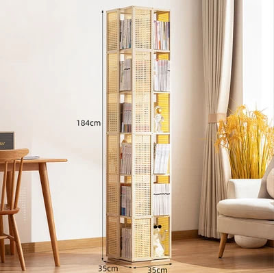 Bücherregal 360-Anzeigen-Buch-Regal 184cm Eckregal Drehbares 6 Stufiges Regal DE - Bild 1 von 4