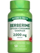 Berberine with Ceylon Cinnamon 2000mg | 50 Vegan Capsules | by Nature's Truth