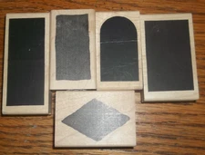 Shadow Shapes Rubber Stamps - (Lot of 5) -Rectangle, Rhombus, Silo