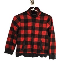 OshKosh B'gosh Lumberjack Jacket Boys Size 10 Red Black Checker Full Zip Fleece