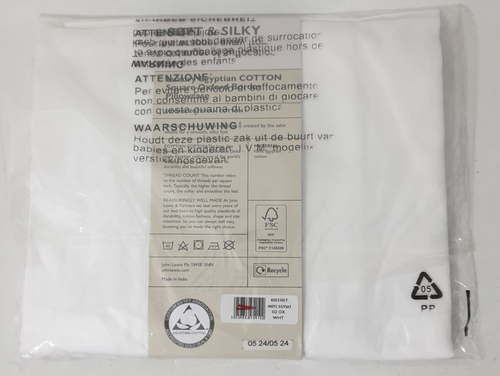 John Lewis Soft & Silky Luxury Egyptian Cotton Square Oxford Border Pillowcase - Picture 2 of 2