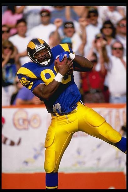 Tight end Damone Johnson Los Angeles Rams scores a touchdown at a- 1991 Photo 1